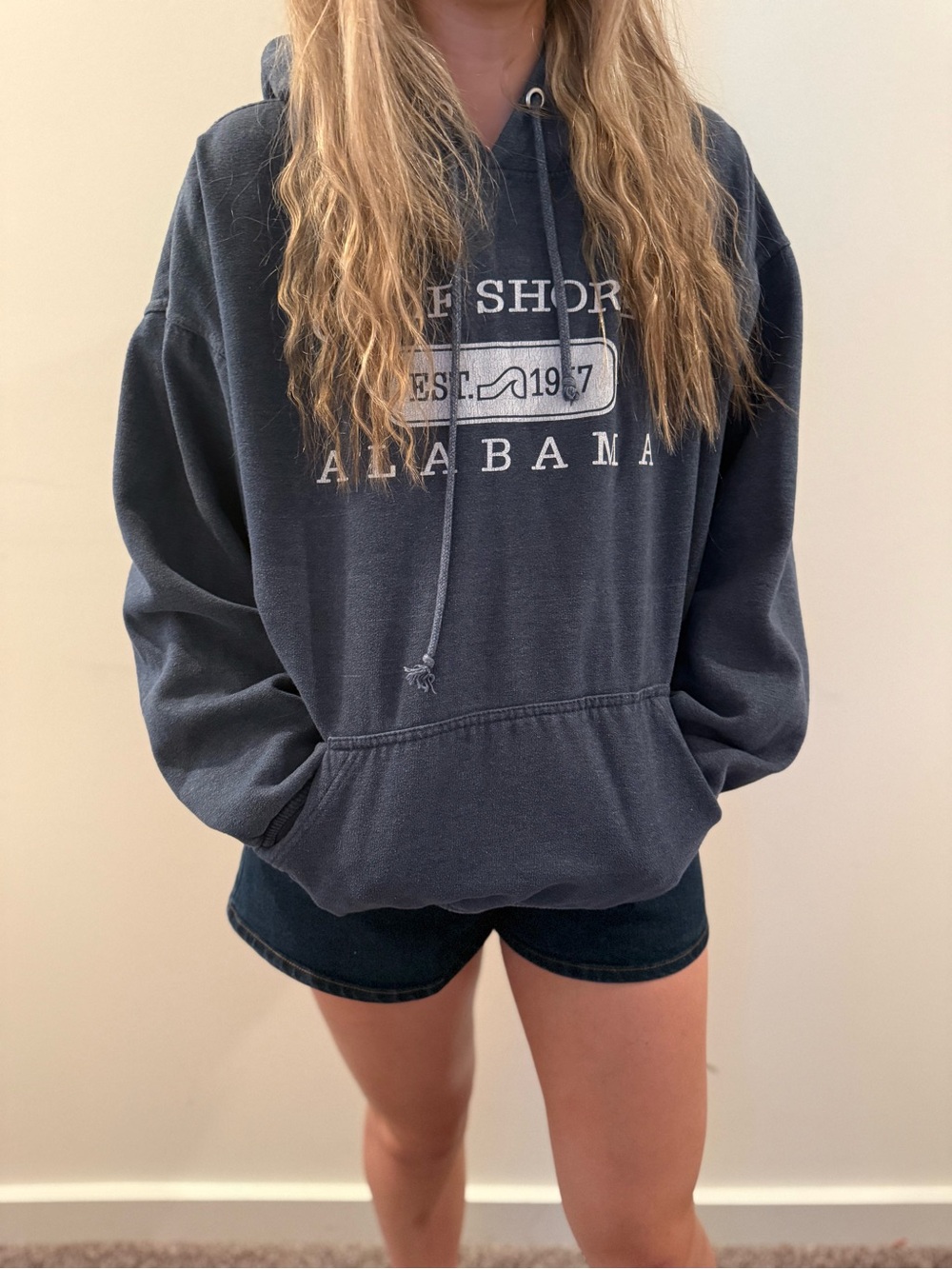 Surf Style Navy Alabama Graphic Pullover Hoodie